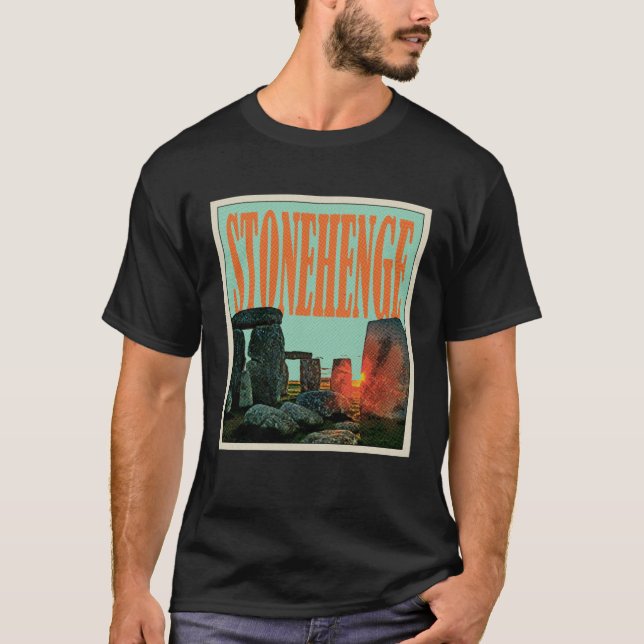 Retro Stonehenge England Souvenir T Shirt (Framsida)