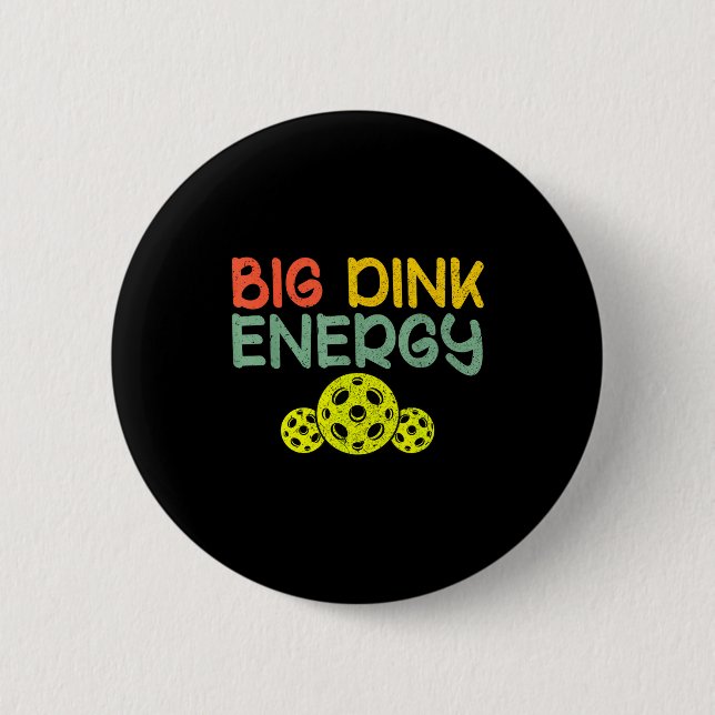 Retro stor dink energi pickleball rolig pickle bal knapp (Framsida)