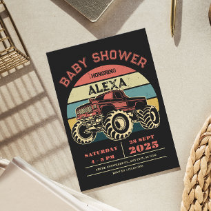 Retro stor lastbil Baby Shower Inbjudningar