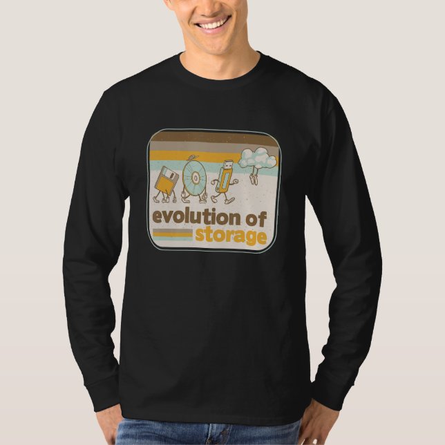 Retro Storage Evolution Disk USB Stick Cloud Geeky T Shirt (Framsida)
