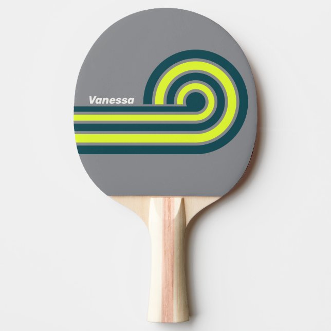 Retro Storm Cloud Grove Curl Ränder med Namn Pingisracket (Framsidan)