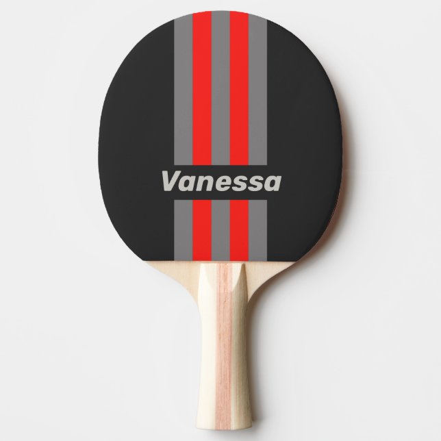 Retro Stormig Himmel Pin Ränder med Namn Pingisracket (Framsidan)