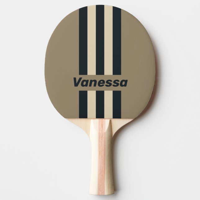 Retro Stormig Öken Tre Färgade Ränder med Namn Pingisracket (Framsidan)