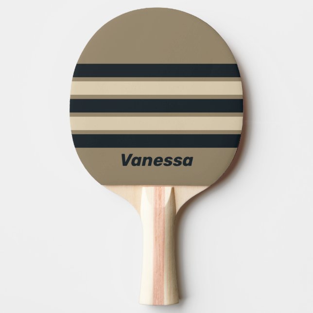 Retro Stormig Öken Tre Tvärgående Ränder med Namn Pingisracket (Framsidan)