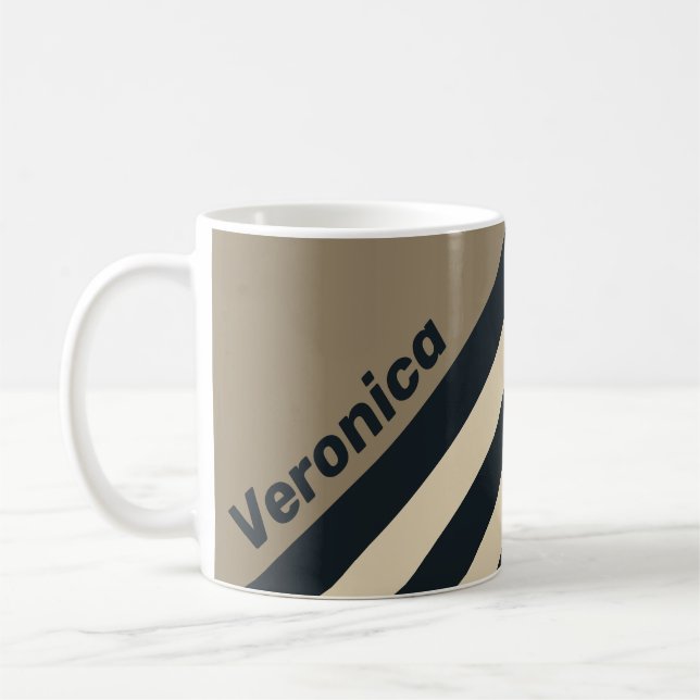 Retro Stormy Desert Tre Ränder med Namn Kaffemugg (Vänster)