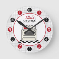 Retro Stove Red & Black Kitchen Clock