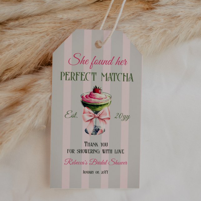 Retro Strå Jordgubb Perfect Matcha Rosa Rosett Brö Presentetikett (Skapare uppladdad)
