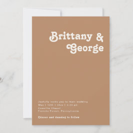 Retro Strand | Brun Casualt Foto Monogram Inbjudningar