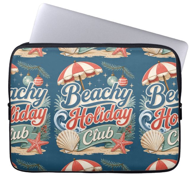 Retro Strand Julklubb Kustnöje Jul Laptop Fodral (Framsidan)