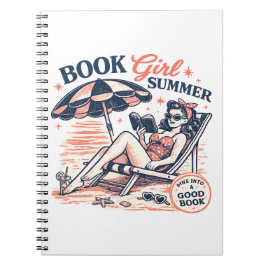 Retro strand läsbok tjej sommar anteckningsbok