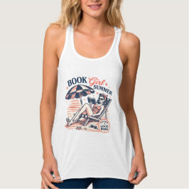 Retro strand läsbok tjej sommar linne med racerback
