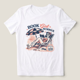 Retro strand läsbok tjej sommar t shirt