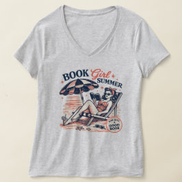 Retro strand läsbok tjej sommar t shirt