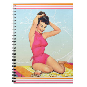 Retro Strand Pin Up Anteckningsbok