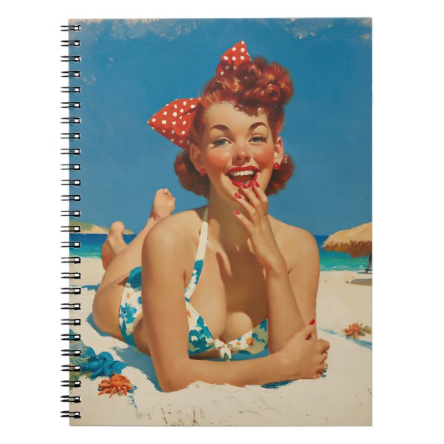 Retro Strand Pin Up Anteckningsbok (Framsidan)
