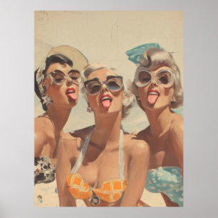 Retro Strand Pin-Up Vibe Poster