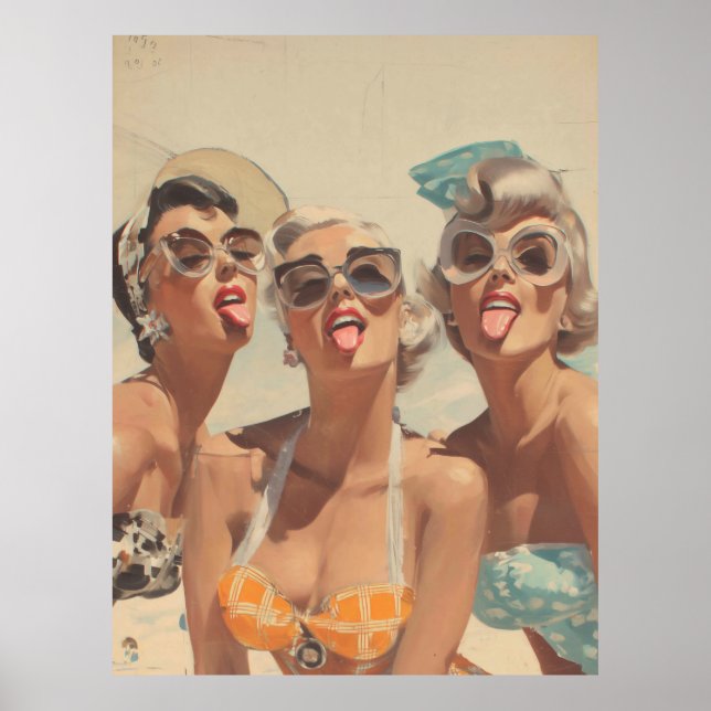 Retro Strand Pin-Up Vibe Poster (Framsidan)