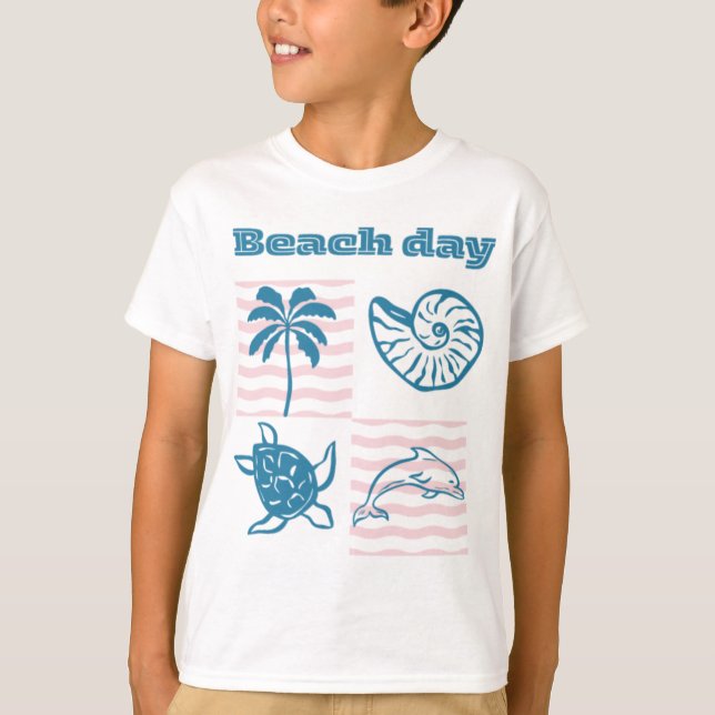 Retro stranddag kust t shirt (Framsida)