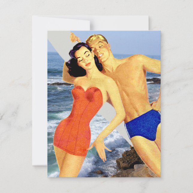 Retro strandparty inbjudningar (Framsida)