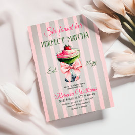 Retro Strawb Perfekt Matcha Rosa Bow Möhippa Inbjudningar