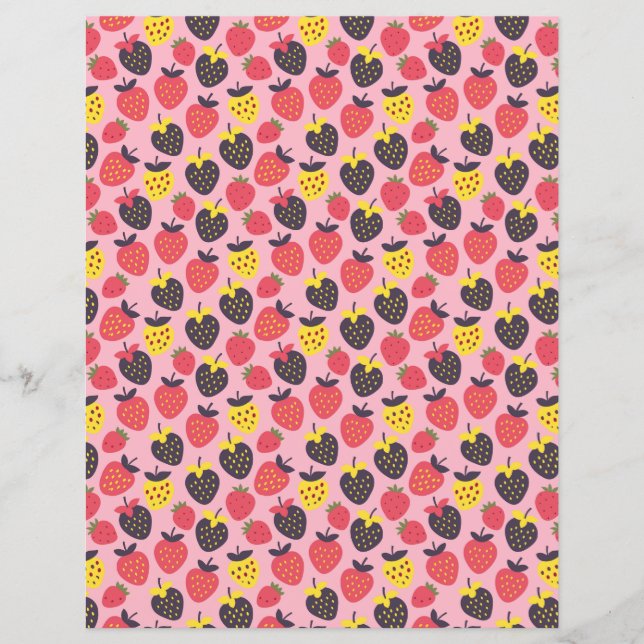 Retro strawberry and stripes scrapbook paper (Framsida)