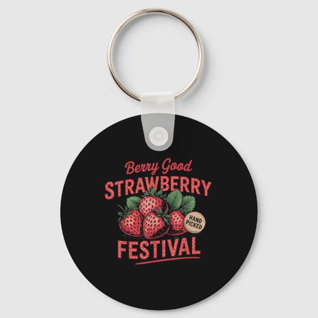 Retro Strawberry Festival a Berry Bra Time, sommar Nyckelring (Framsida)