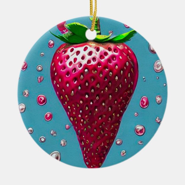 Retro Strawberry Julgransprydnad Keramik (Framsidan)