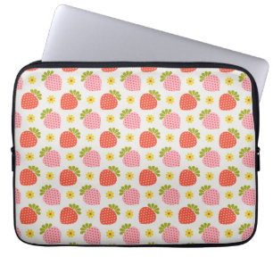 Retro Strawberry och Daisy Mönster Laptop Fodral