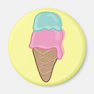 Retro Strawberry och Mint Ice Cream Party Magnet
