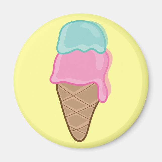 Retro Strawberry och Mint Ice Cream Party Magnet (Framsidan)