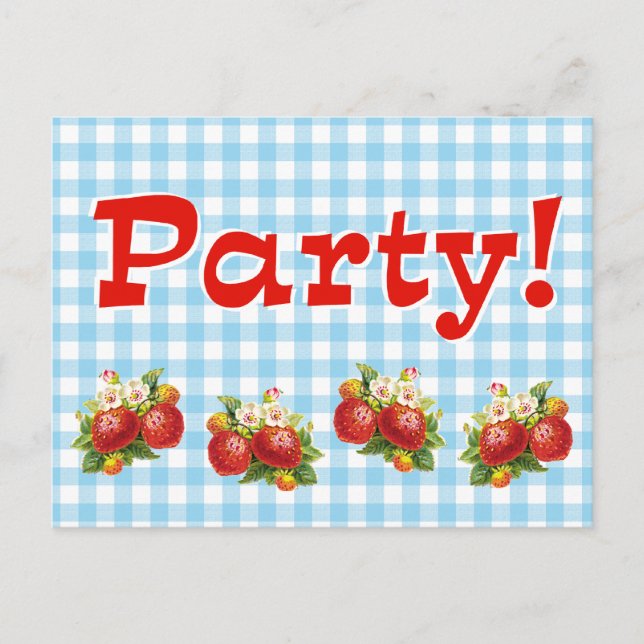 Retro Strawberry Vykort (Framsida)