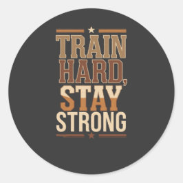 Retro Strength Training T-Shirt Runt Klistermärke