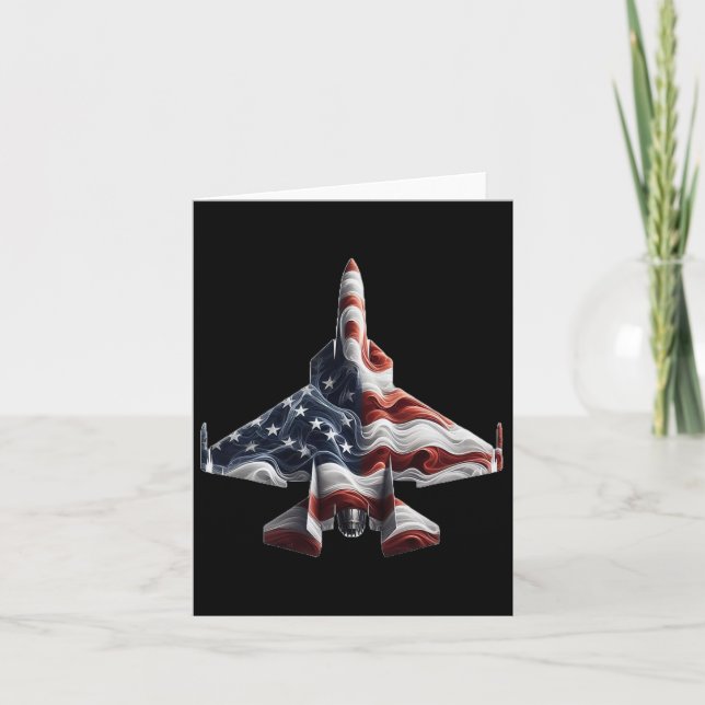 Retro stridsflygplan Amerikansk flagga Hjärta 4e Kort (Framsida)
