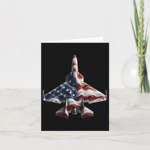 Retro stridsflygplan Amerikansk flagga Hjärta 4e Kort
