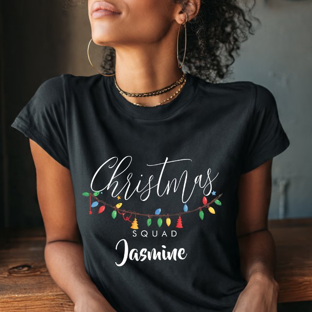 Retro String Light Christmas Squad Name  T Shirt (Skapare uppladdad)