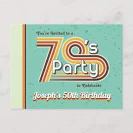 Retro Stripe 70:s Party Inbjudan Vykort