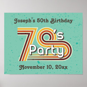 Retro Stripe 70:s Party Poster