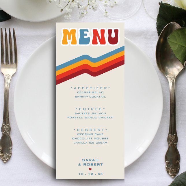 Retro Stripe-bröllopsmottagning Meny (Retro Striped Wedding Reception Menu)