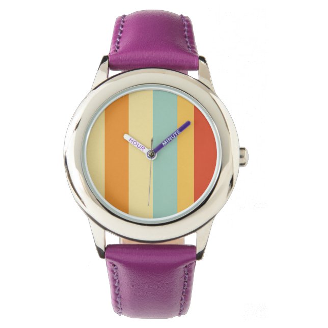 Retro stripe färg mönster armbandsur (Framsida)
