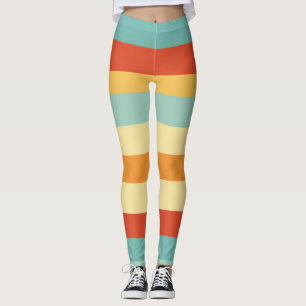 Retro stripe färg mönster leggings