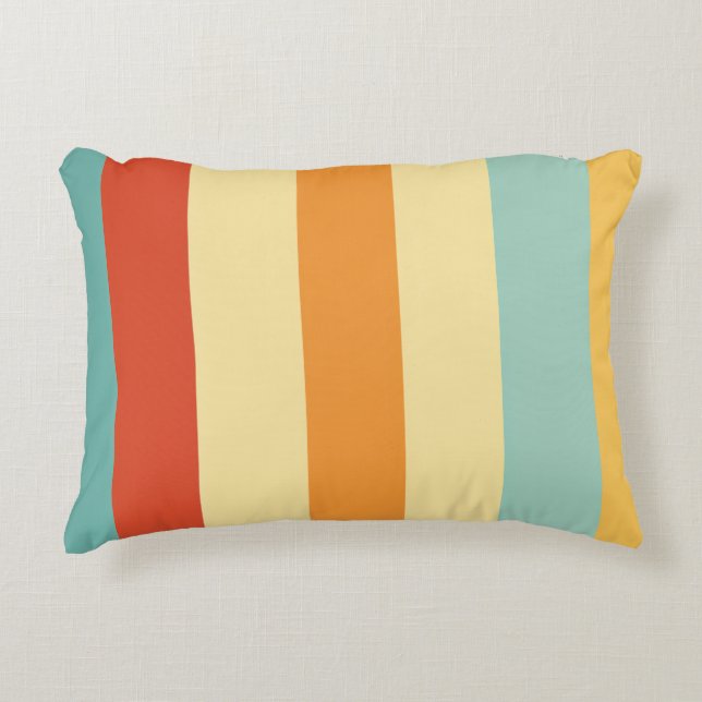 Retro stripe färg mönster prydnadskudde (Framsidan)
