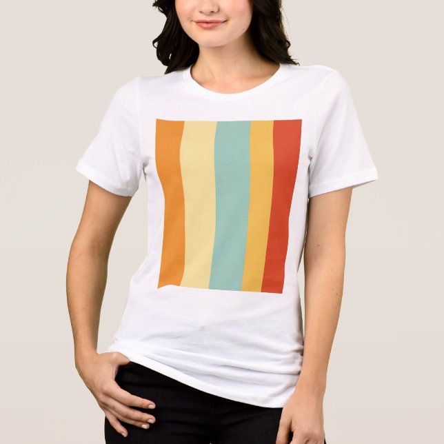 Retro stripe färg mönster t shirt (Framsida)