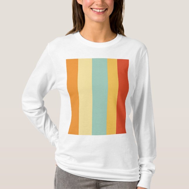 Retro stripe färg mönster t shirt (Framsida)