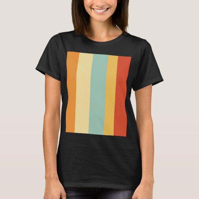 Retro stripe färg mönster t shirt (Framsida)