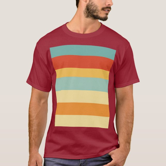 Retro stripe färg mönster t shirt (Framsida)