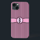 Retro Stripe Monogram Mönster Rosa Black<br><div class="desc">Den här söta, gigantiska, något återskapande designen på 50-talet i fodral visar rosa, ljust rosa och svart rand och ett utrymme som du kan anpassa/anpassa. Lägg bara till ditt eget monogram/inledning i fälten "Anpassa det". Teckensnittet med kvadrater i ge är monogrammet ett modernt vintage. Detta är en ljus, färgstark, söt,...</div>