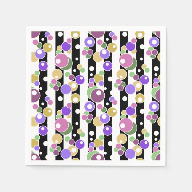 Retro, stripe och polka dots pappersservett (Framsidan)