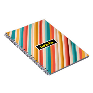 Retro Stripe Spiral bärbar dator | Färgfull geomet Anteckningsbok