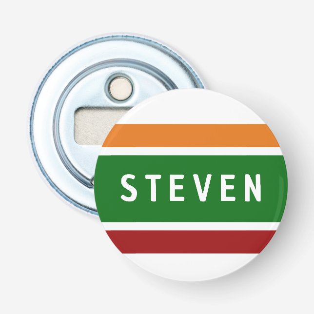 Retro Striped Golf Dad First Name Weekend Scramble Flasköppnare (Framsidan)