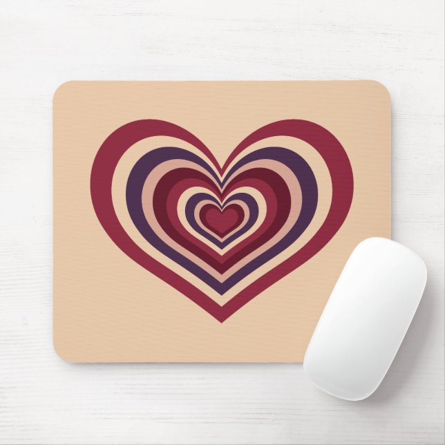 Retro Striped Heart Mouse Pad Musmatta (Med mus)